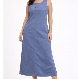 Shaver Lake Sleeveless Blue Corduroy Midi Shirt Dress Dress Size Medium